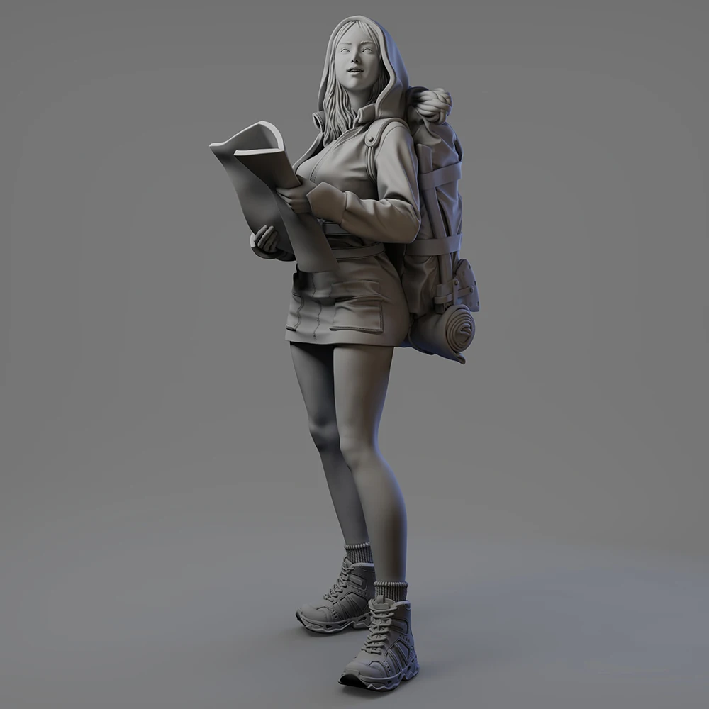 OceanCosmos miniatures, Original, Mountain climbing girl, hunter, Sexy Girl, Resin unpainted Model kit figure GK