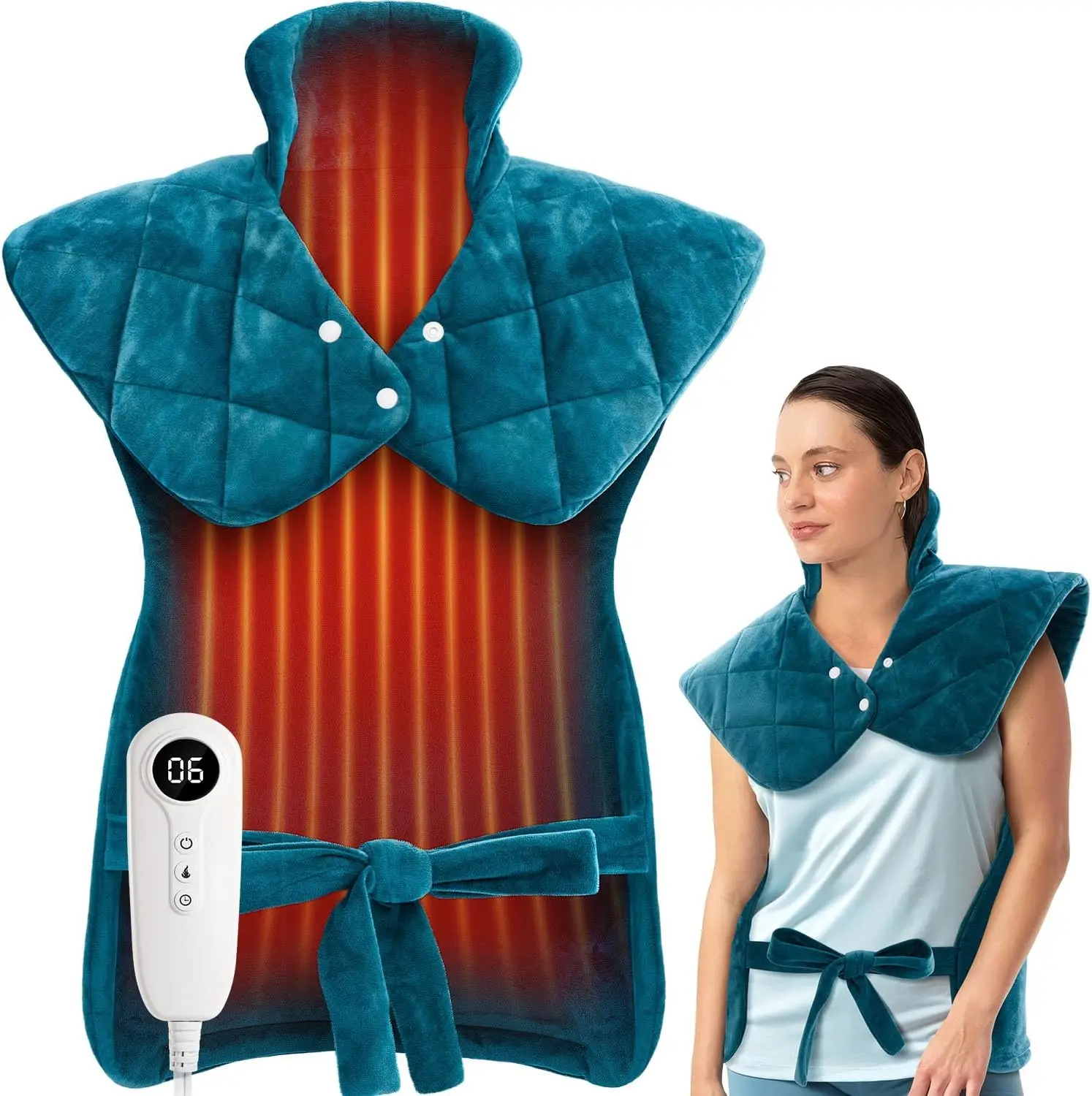 

Electric Heating Pad for Neck, Shoulder, Back Pain Relief - Fast Heating, 6 Settings, Auto-Off