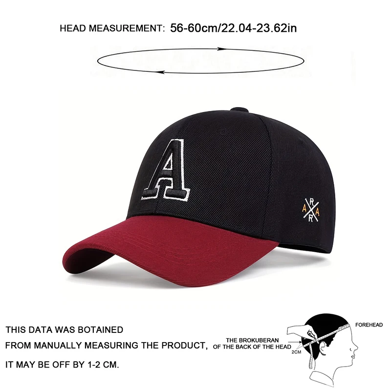 Unisex A Letter Side AR Embroidery Baseball Caps Spring And Autumn Outdoor Adjustable Casual Hats Sunscreen Hat