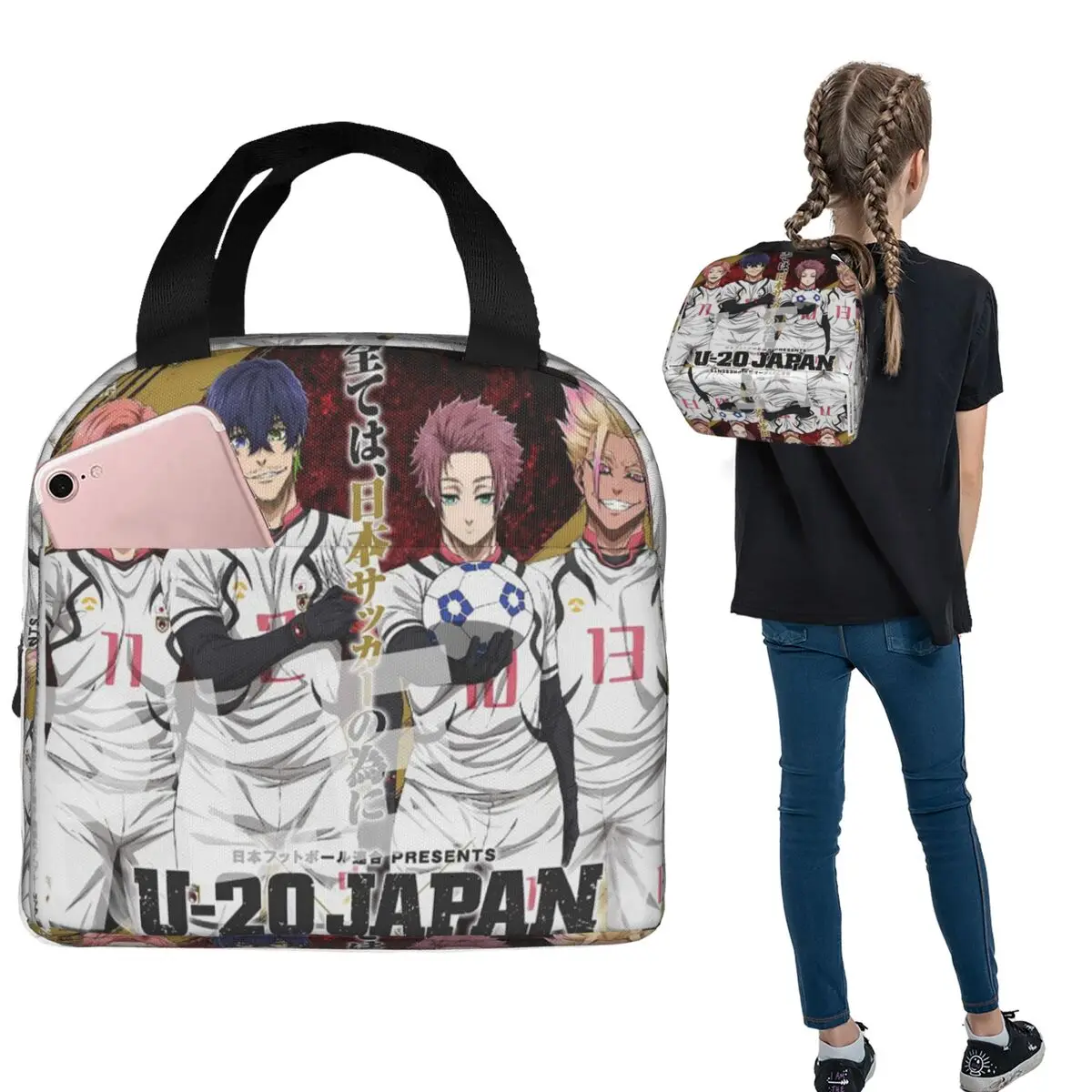 

Blue Lock Football Insulated Lunch Bag for Women Kids Leakproof Food Boxes Thermal Lunch Box Tote