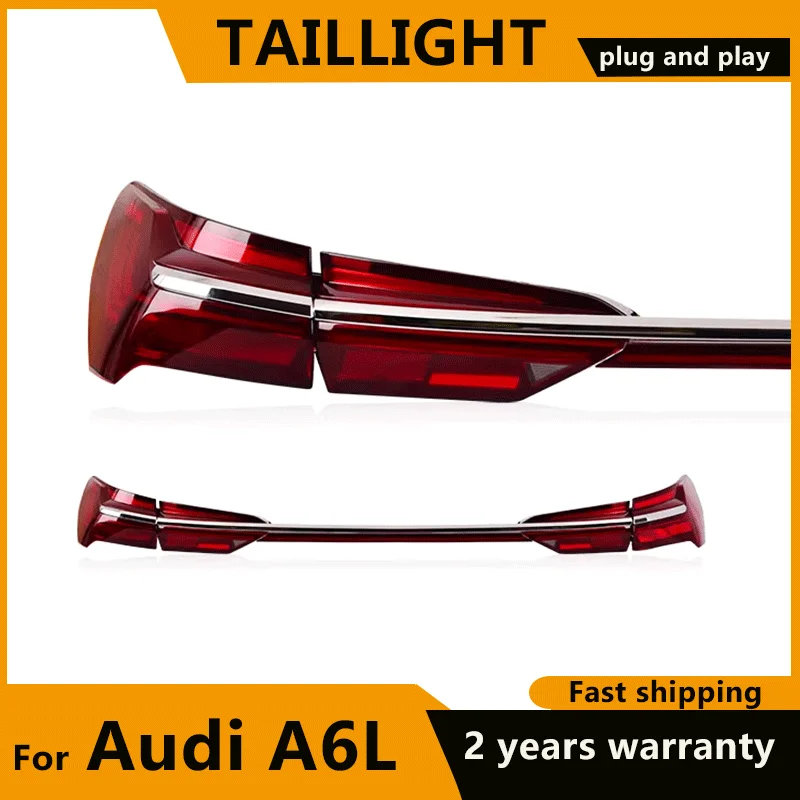 For Audi A6L A6 C8 Taillights 2019 2020 2021 2022 2023 2024 LED Through Tail light Dynamic turn signal Flowing Rear Trunk Light