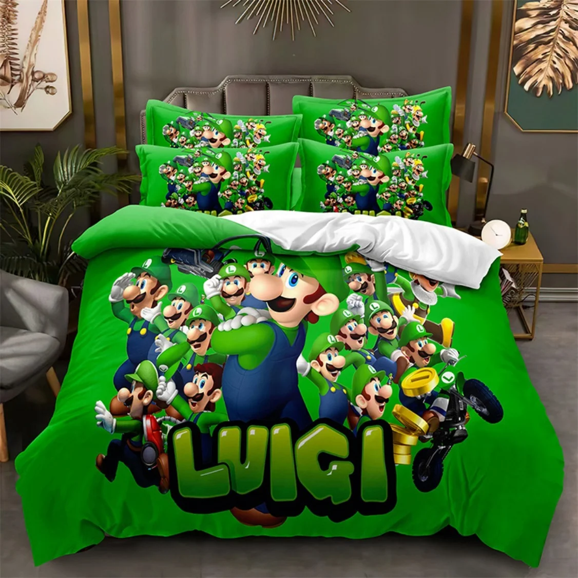 

3D Cartoon Print Mario Duvet Cover,Game Characters Super Mario Bedding Set Friend Children Boys Girls Kids Hoilday Gift