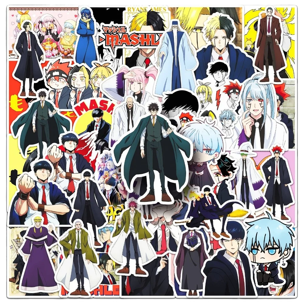 50 Uds. Mashle de Anime impermeable: pegatinas mágicas y músculos, decoraciones para garabatos con dibujo de dibujos animados de Manga japonesa