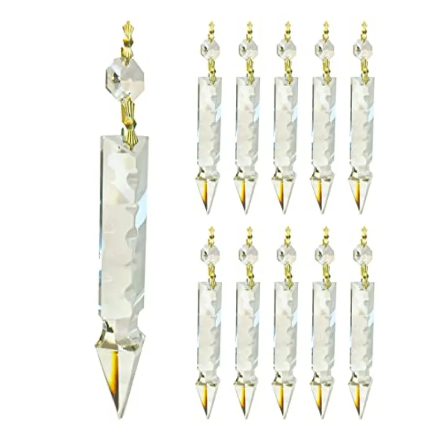

Royal Designs Inc. Replacement Chandelier Clear Crystal Prism K9 Quality Arrowhead Spear Shape with Polished Brass Bow Connecto