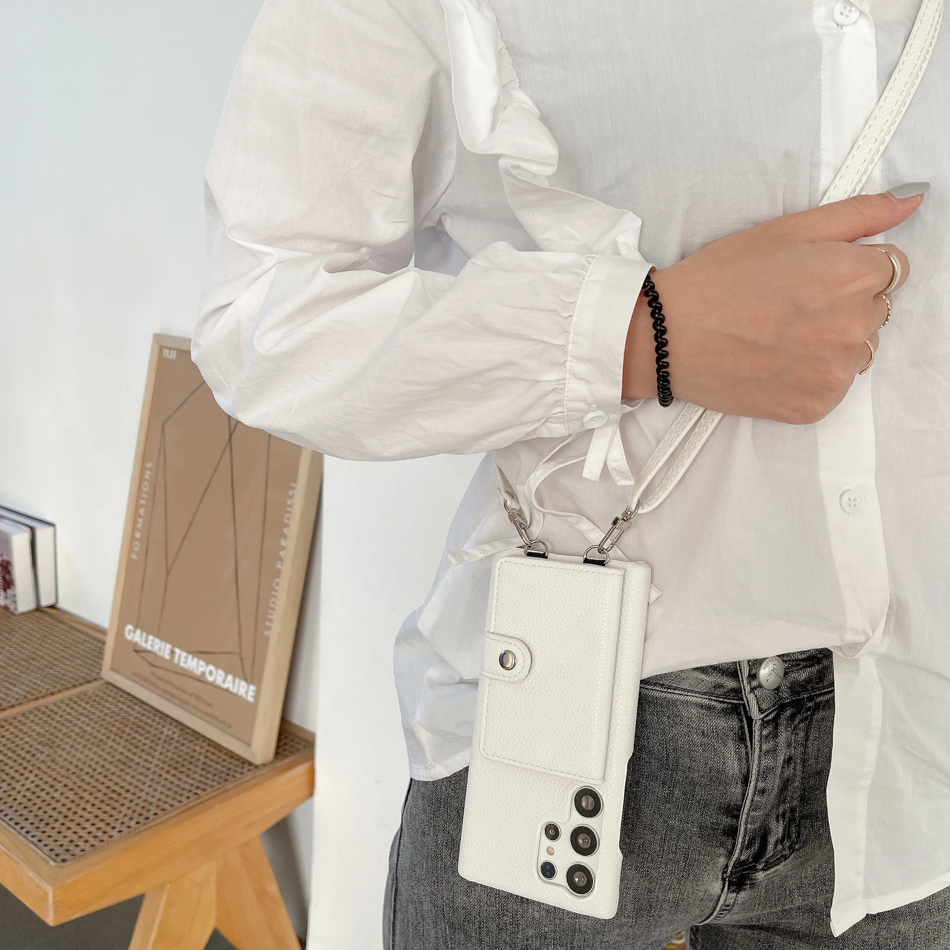 삼성 갤럭시 S23 S22 S24 울트라 S22 S23 플러스 전화 가방에 대한 럭셔리 크로스 바디 매는 밧줄 카드 홀더 지갑 가죽 케이스