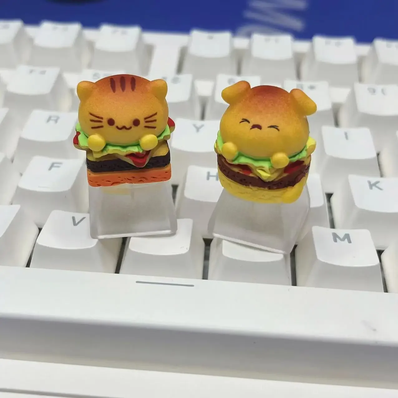 

DIY Custom Hamburger Cat keycaps Translucent Toast Delicious Food Mechanical Keyboard Keycaps Handmade Creative Dog Keycaps