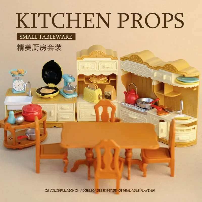 Juego de muebles en miniatura para casa de muñecas, escala 1:12. Incluye electrodomésticos de cocina en miniatura, mesa de comedor, sofá y cama. Decoración para una microescena de casa de muñecas. Juguete para juegos de simulación y regalo.