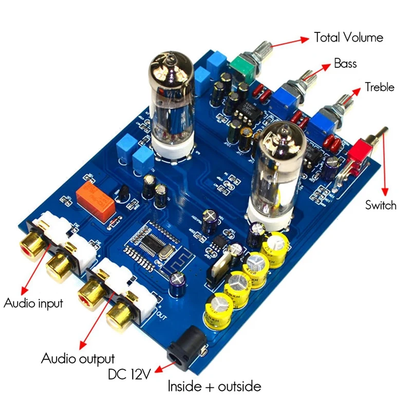 NE5532 DC12V2A Bluetooth 4.2 фотосессия 6J5 Бытовая фототемпература желчь предусилитель тональная плата 470UF/25V