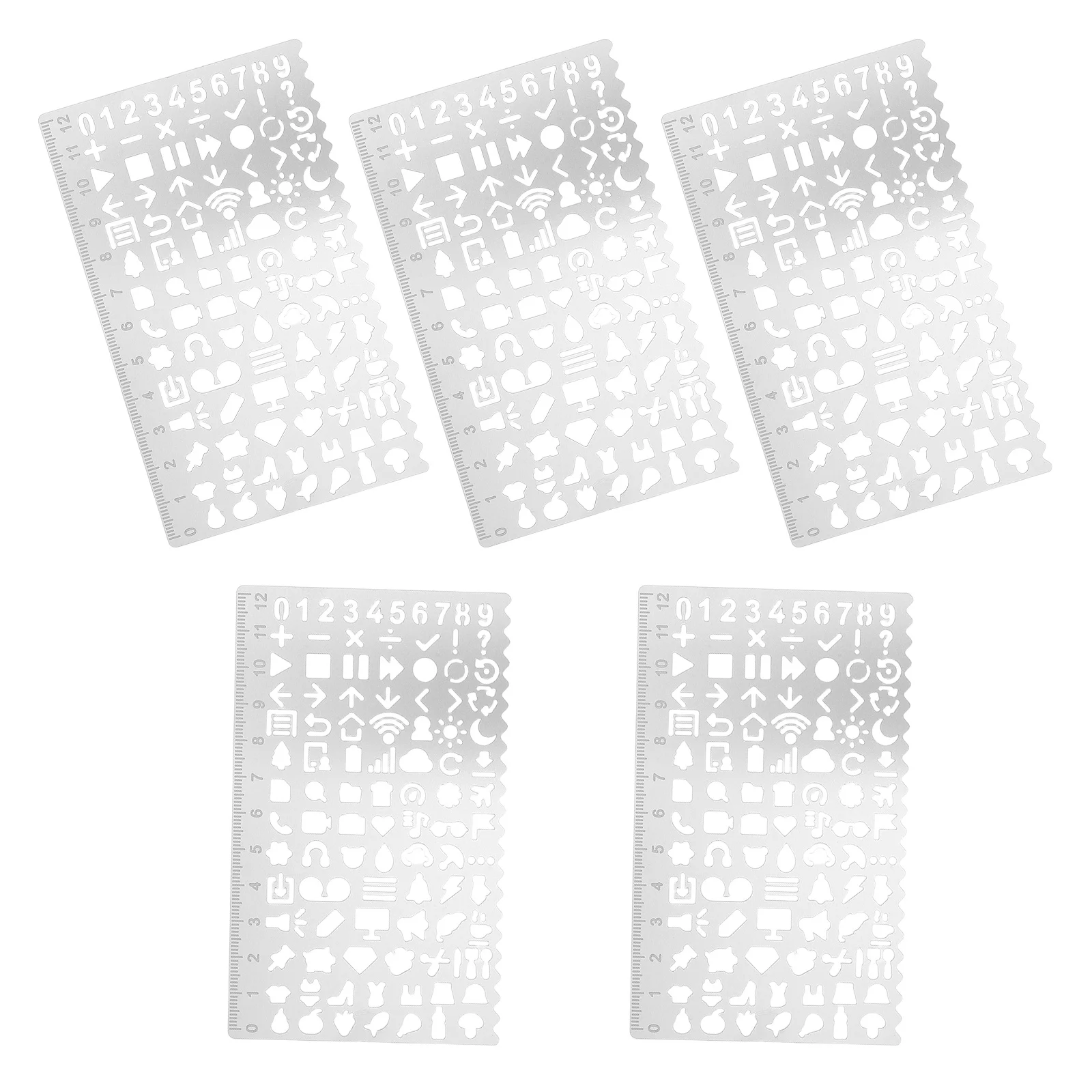 5 Buah Penggaris Stensil Bentuk Geometris untuk Templat Gambar Jurnal Alat Kerajinan Logam Diy Lukisan Scrapbooking Stensil Seni