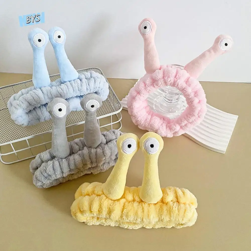 

Cute Cartoon Snail Headband Fluffy Elastic Plush Hairband Solid Color Non-slip Hair Hoop Female