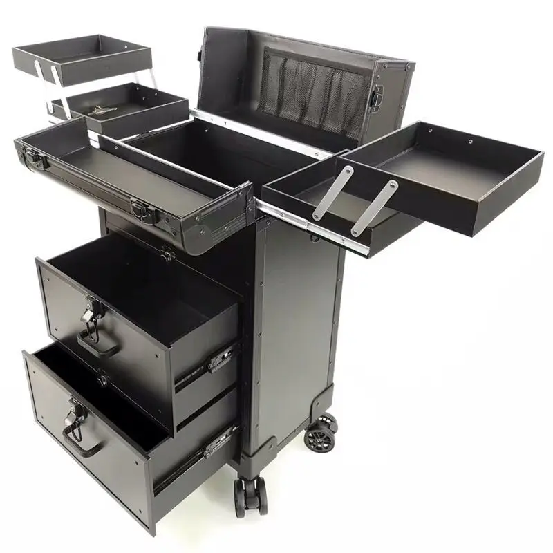 Makeup Storage Box Beauty Artist Suitcase Luxury Aluminum Barber Toolbox Vintage Manicure Embroidery Trolley Case