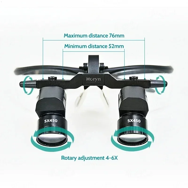 4X 5X 6X  Binocular Magnifiger 5W Surgery Ergovision Headlamp Loupes with LED Light  Lithium Battery 300-600mm