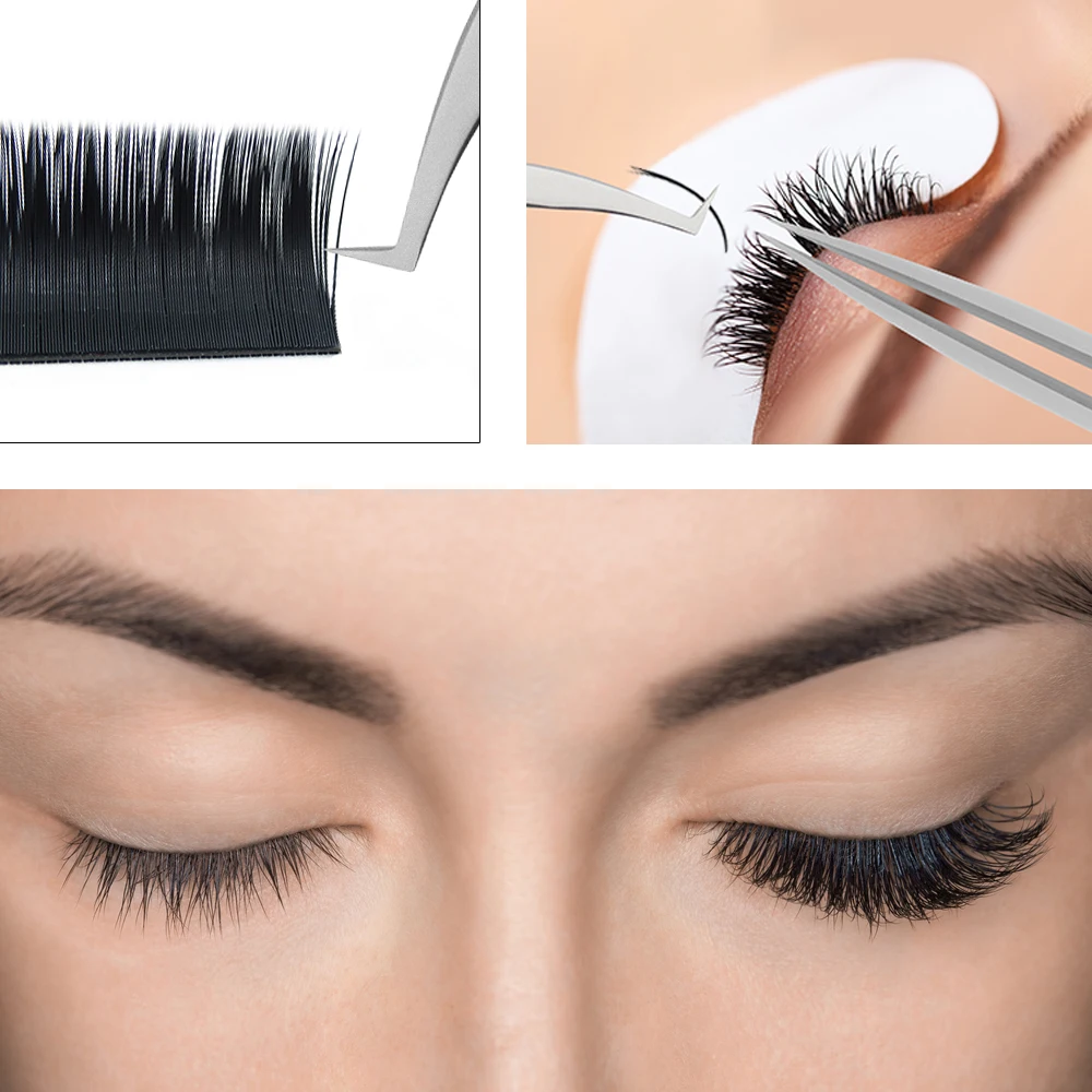 Quewel Flat Eyelashes Extension Matte Flat Oval Eyelashes Black Matte Soft Silk Eyelash Extension Individual C/CC/D/DD Curl LM