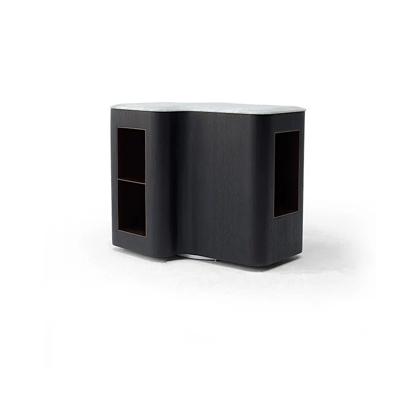 

Italian minimalist marble bedside table high-end light luxury solid wood bedroom