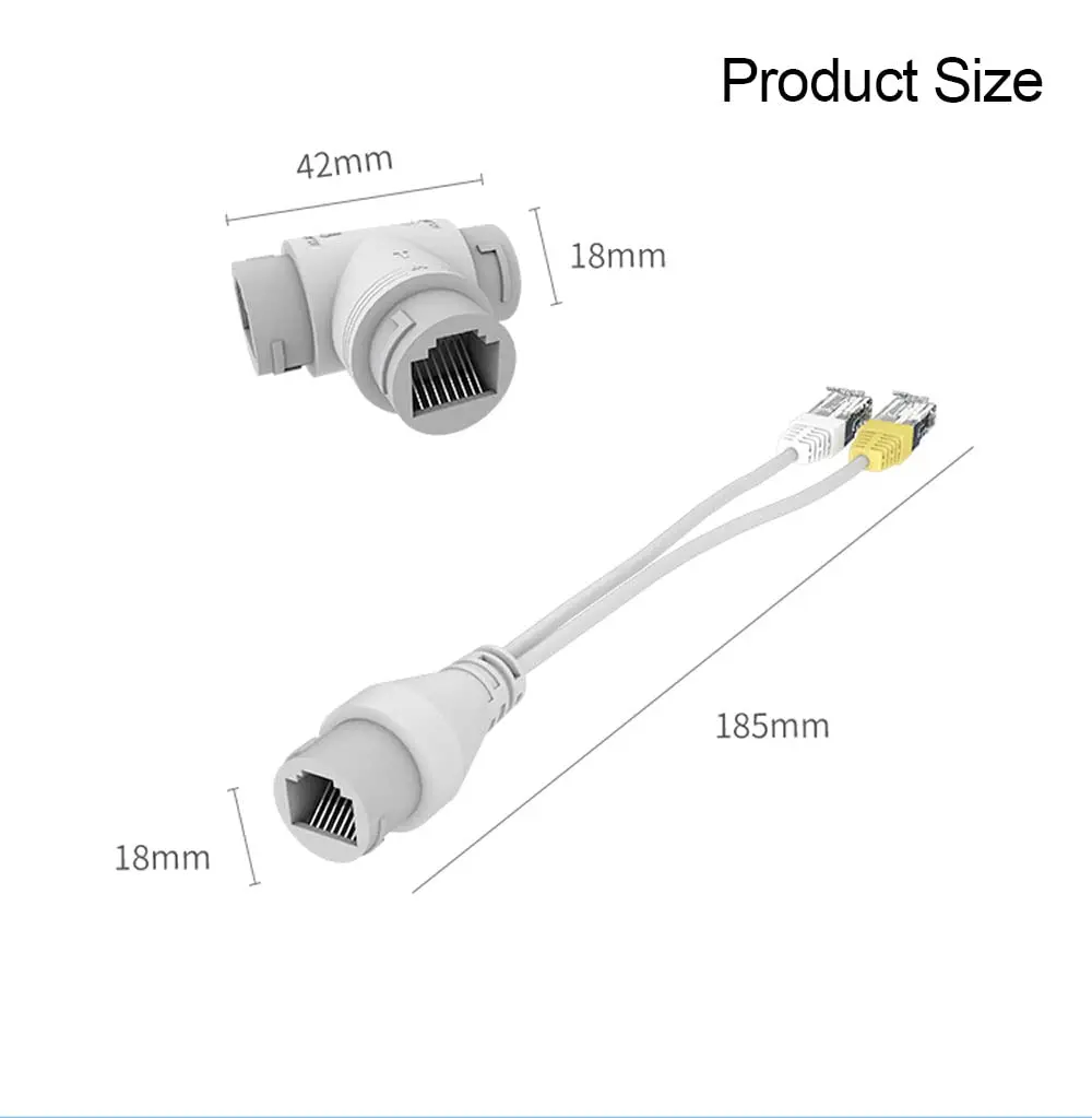 PoE Combiner/Mux, POE Splitter Network Cabling Connector 3-Way RJ45 for Surveillance Camera Cables, PoE Synthesis Separation