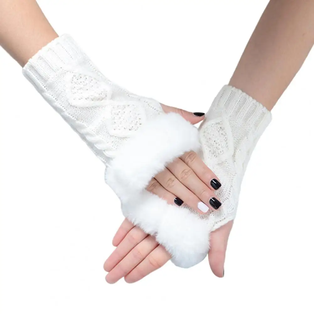 

Acrylic Gloves Knitted Fingerless Arm Warmers for Fall Winter Cycling High Elasticity Non-slip Gloves Windproof Wrist Covers