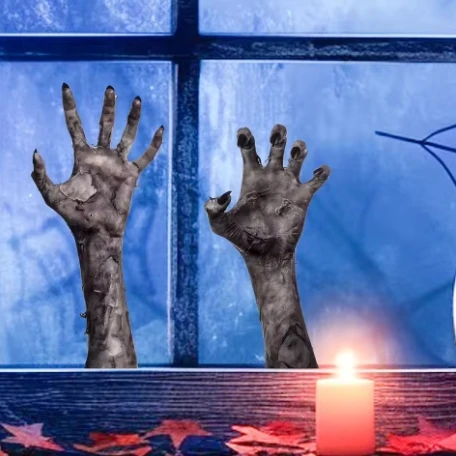 Halloween Zombie Claw Window Sticker Size 19x25cm Set Of 2 Spooky Zombie Arm Patterns