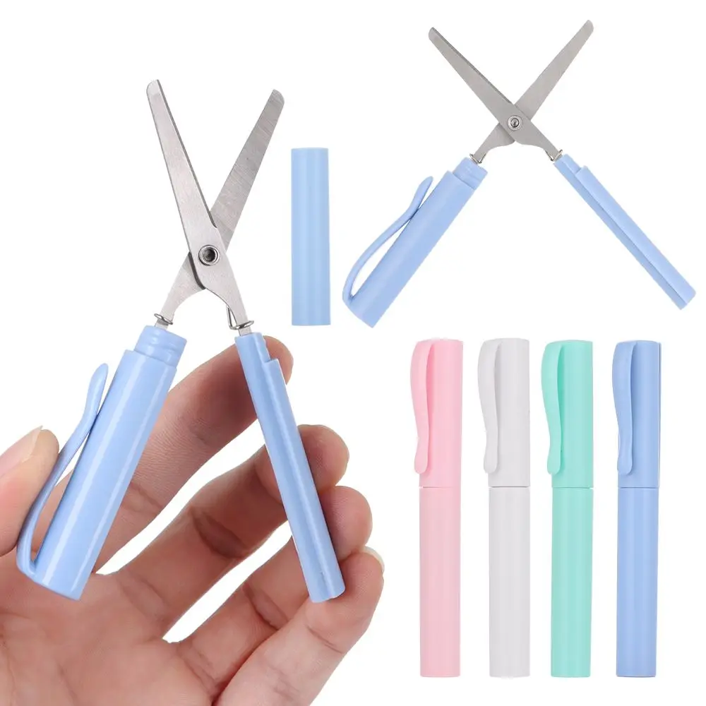 Creative Multifunction Stationery Folding Scissors School Office Supplies Pen Shape Scissors Paper-Cutting Art Tool