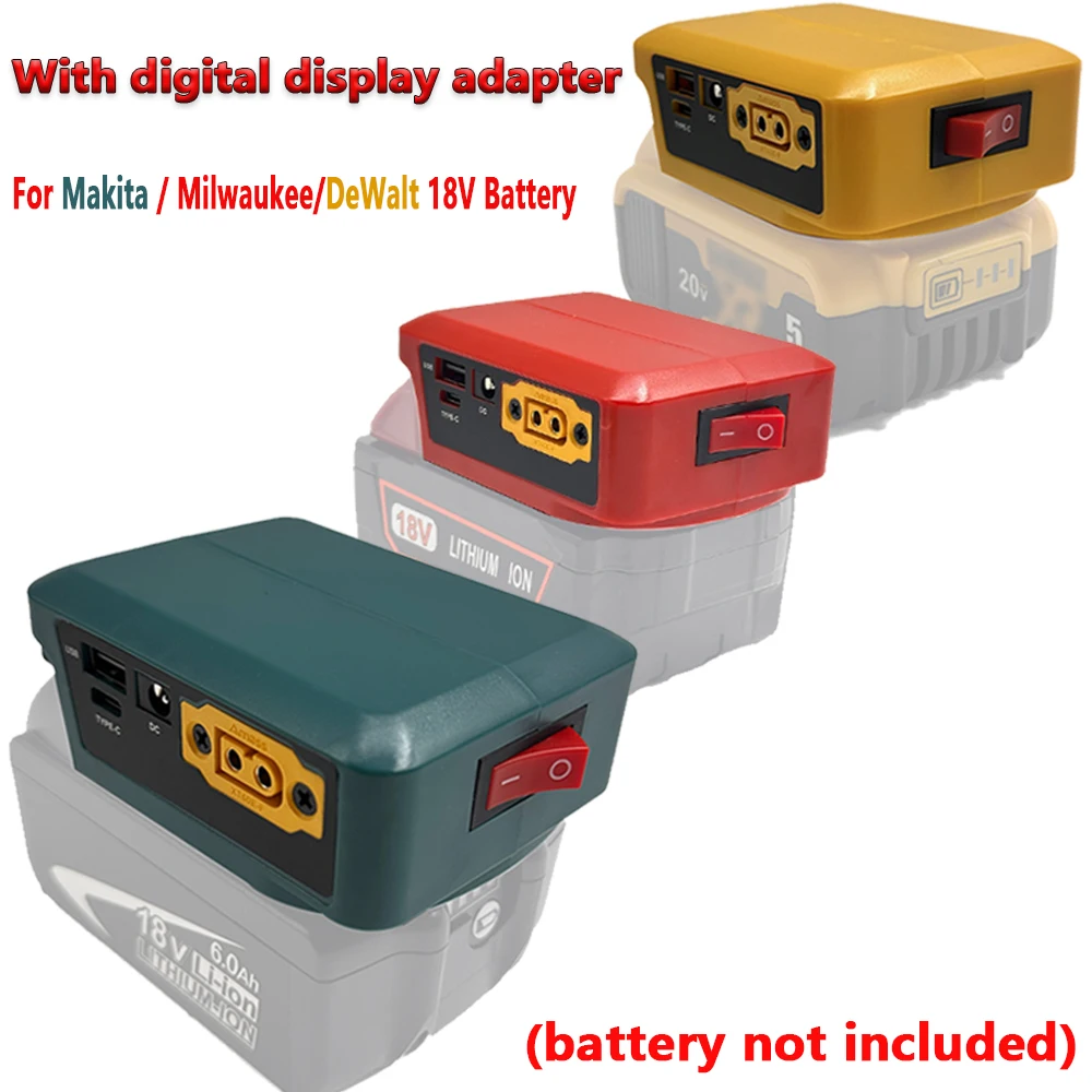 

DIY Power Converter for Makita/Milwaukee/DeWalt18V Battery – Voltage Display USB Type-C DC XT60 Power Tool Adapter
