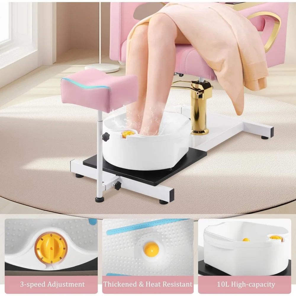 Pink Spa Pedicure Chair No Plumbing for Nail Tech, Rolling Pedicure Stool, 360 ° Rotation Portable Pedicure Station Unit Beauty