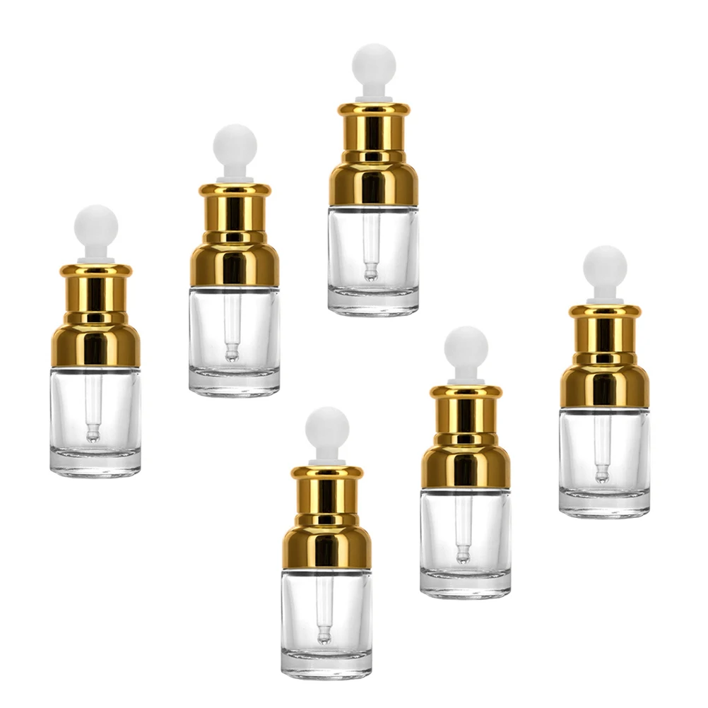 6 قطع زجاجة عطرية زجاجية 30 مل قطارة زيت عطري قابلة لإعادة الملء خفيفة الوزن للسفر زجاجة قطارة مريحة