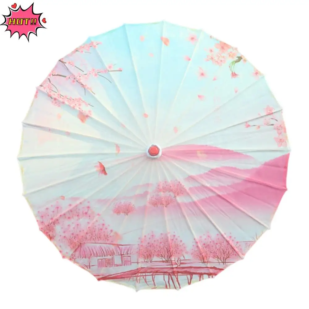 مطبوعة الحرير مزيتة ورقة مظلة الشريط تقليم 56 سنتيمتر حجم الحرير النسيج مظلة أزهار الكرز نمط النمط الكلاسيكي #1