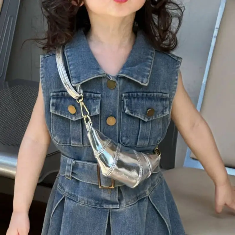 2026 Kids Mini Croissant Bag Shiny Surface Crossbody Purse Girls Small Shoulder Bag Fashion Accessory Cute Children Handbag