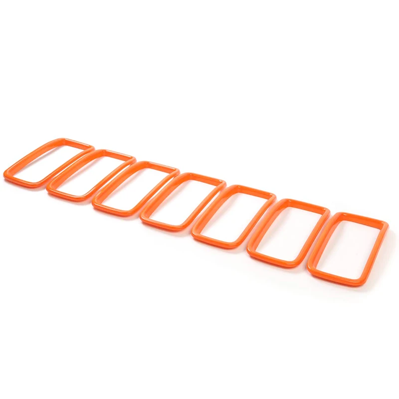 Front Mesh Grille Grill Inserts Trim Mesh Grill Insert Grille Guard Front For Jeep Renegade 2019+ 7Pcs Orange