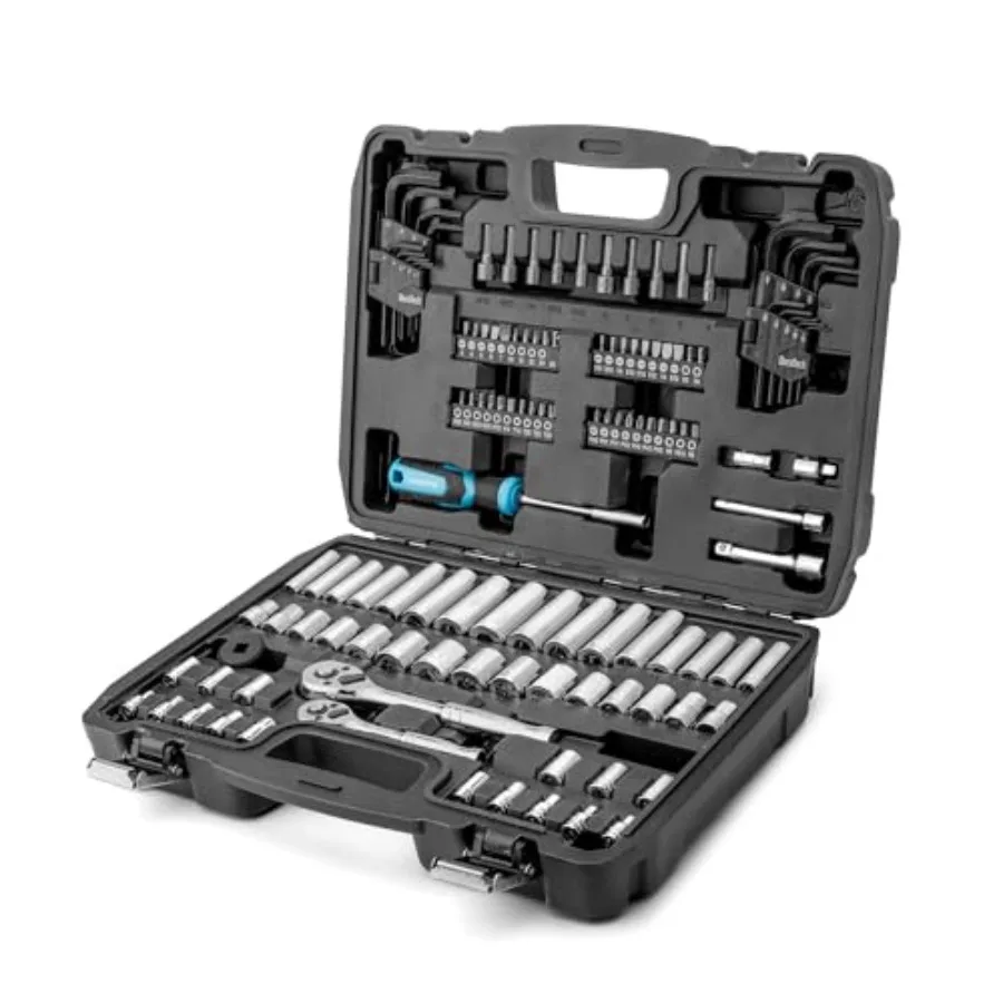 

121-Piece Mechanics Tool Kits Include SAE/Metric Sockets Set 72-Tooth Drive Ratchet 40-in-1 Magnetic Screwdriver and Hex Keys w