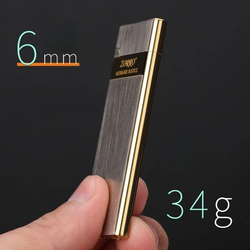 Zorro-Ultra-thin Inflatable Lighter, Cigarette Case, Grinding Wheel, Men\'s Toy, Cigarette Accessories, Easy to Put