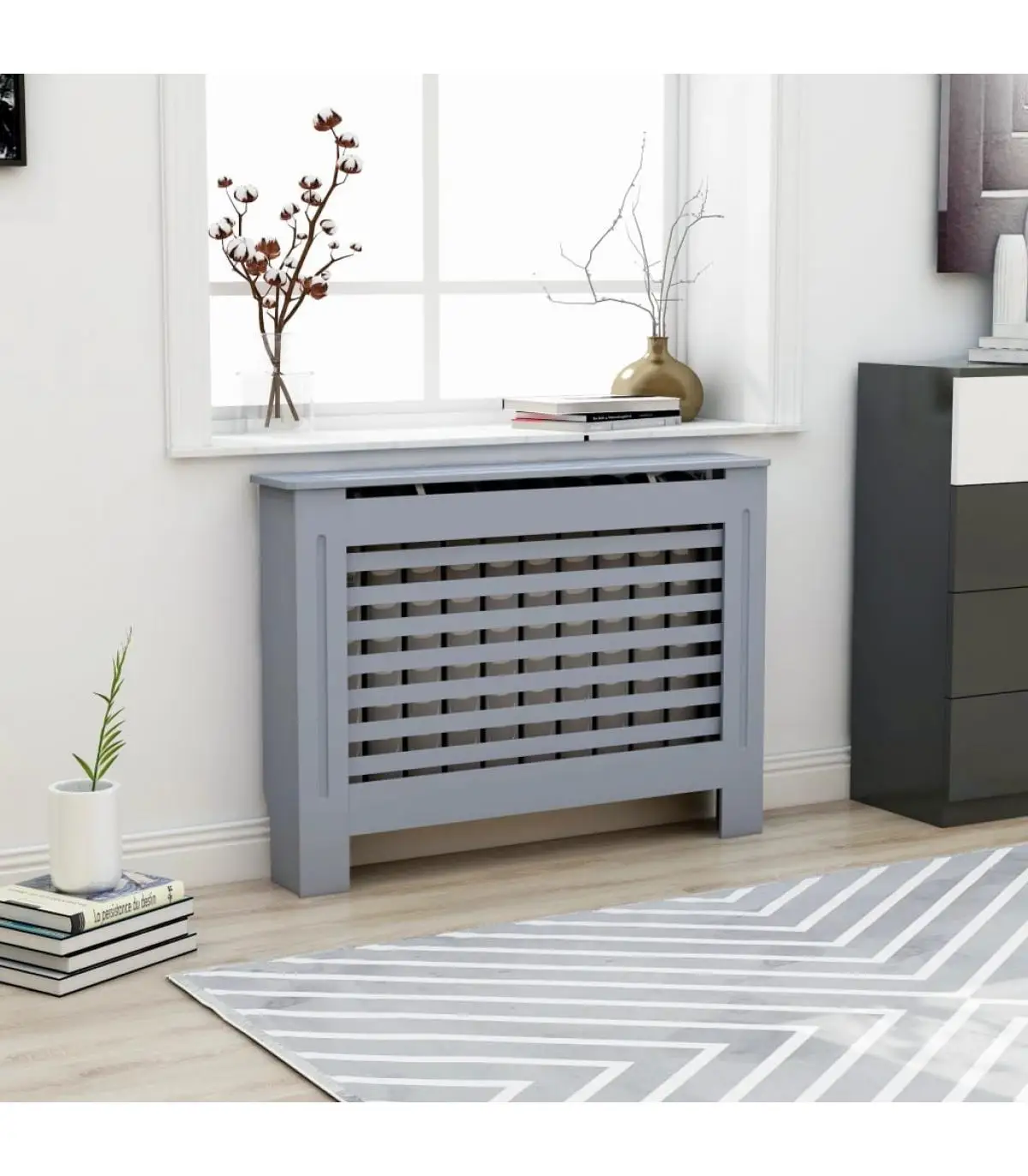 Accessories for heating radiators 112x19x81 cm anthracite gray MDF radiator cover