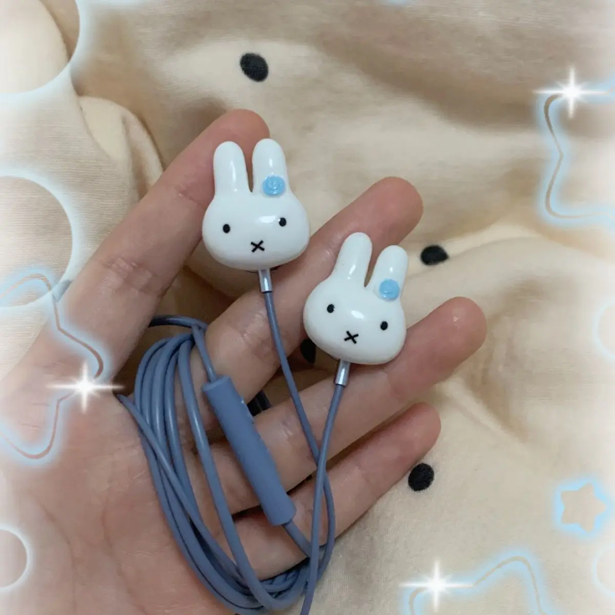 Vintage Cute Miffy Rabbit Wired in Ear Earbuds Ins High Aesthetic Type C Earphones Portable Music Headset Nice Cartoon Kawaii