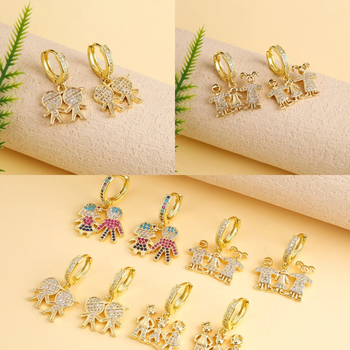 Hot selling new boys and girls earrings design 18K gold plated women's high quality jewelry Shamrock