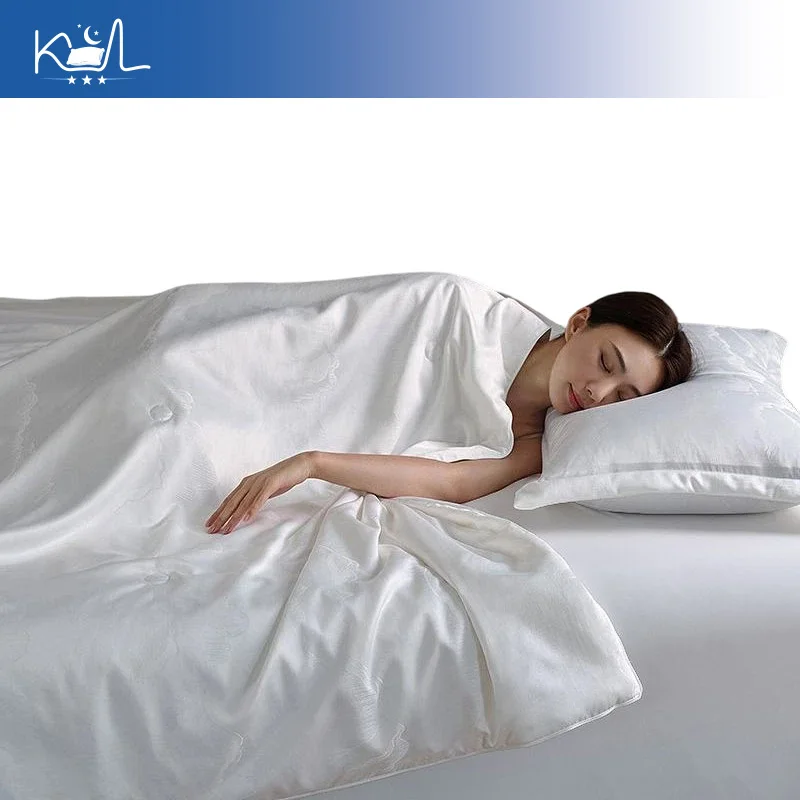 Grade A 100% Tussah Silk Summer Quilt, Cooling Lightweight Breathable Air Conditioner Comforter, Wrinkle-Free Soft Duvet