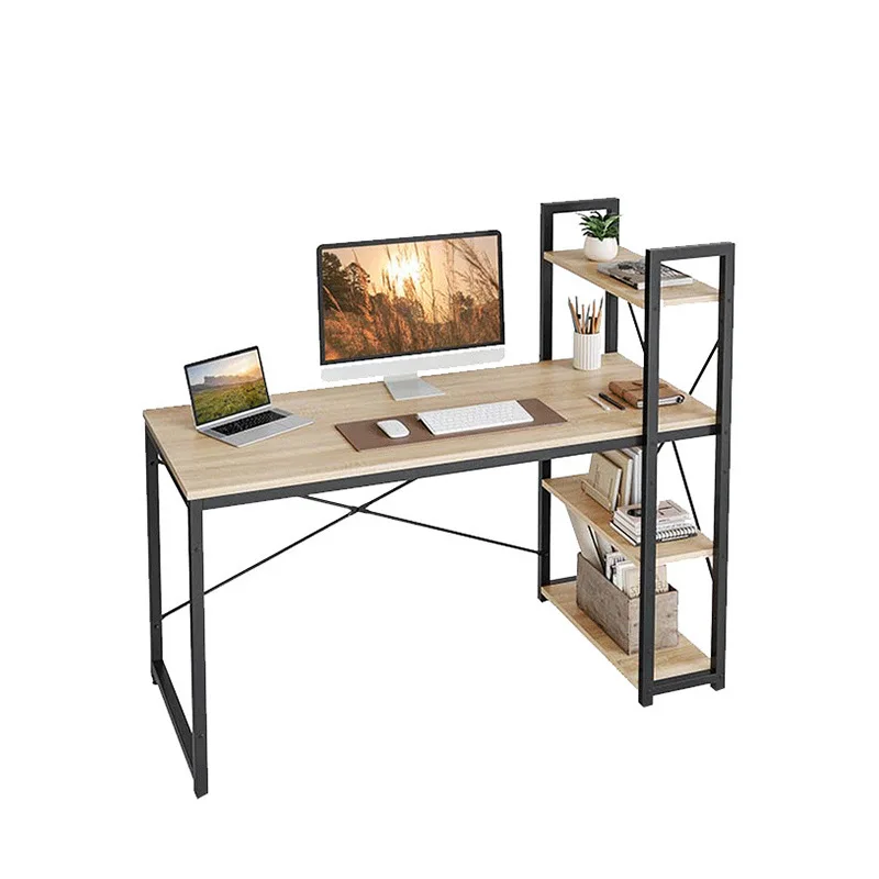 

Computer desk Desktop Home study desk with shelf Writing Rectangle simple