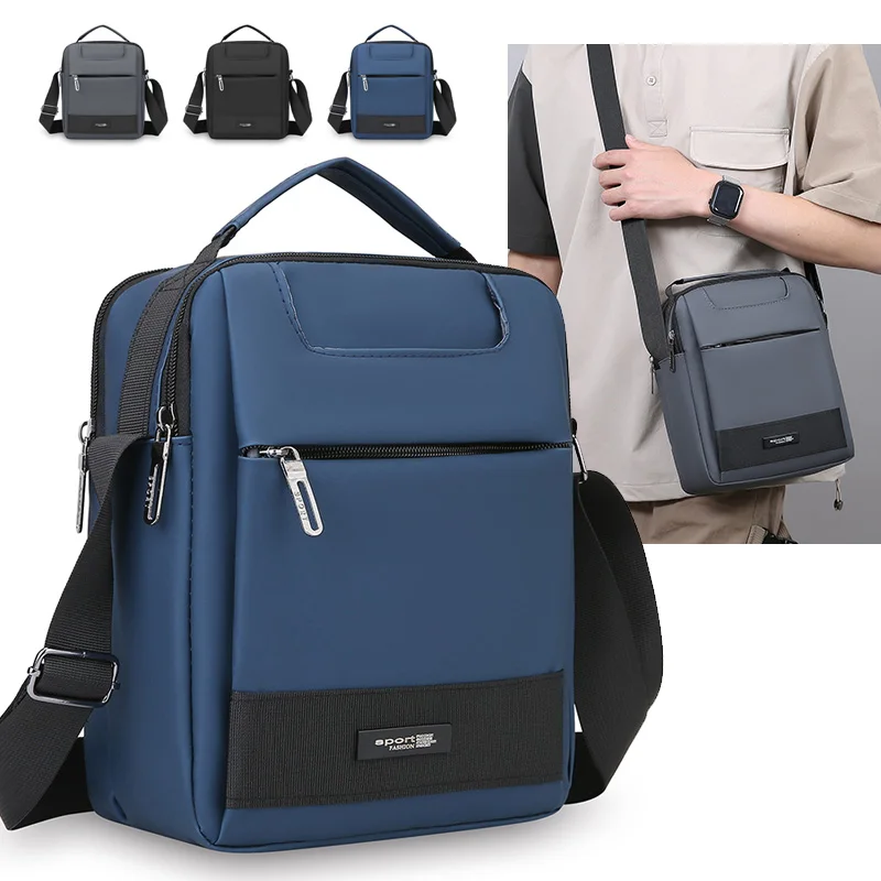 

Men's Large Capacity Portable Messenger Bag Vertical Fashion Multifunctional Single Shoulder Bag Casual Business Travel Hand Bag