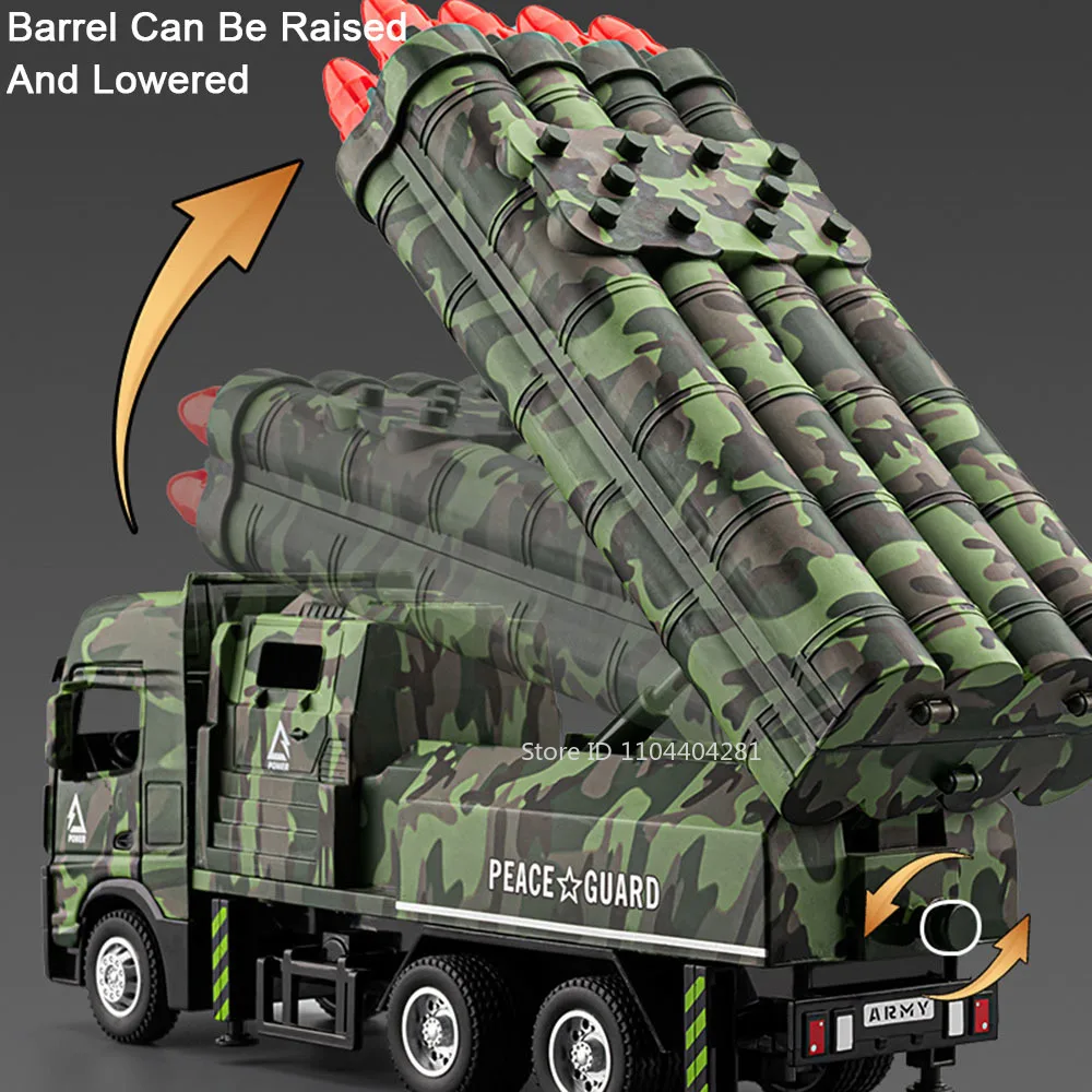 1:32 Intercontinental Missile Vehicle Alloy Drone Launch Car Diecast Model Toys Doors Opened Sound Light Pull Back Toy Boy Gifts