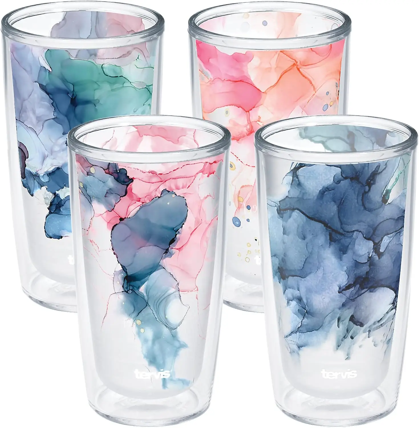 

Double-Wall Insulated Tumbler Set, 16oz 4pk, Keeps Drinks Hot & Cold, BPA-Free, Dishwasher Safe