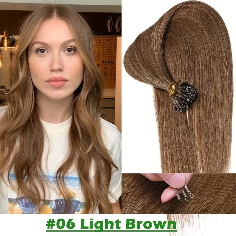 30 جرام نانو حبة وصلات شعر 100% الشعر البشري الطبيعي 12-20 بوصة نانو تلميح وصلات شعر شعر بشري حقيقي نانو حلقة الشعر 50 قطعة #5