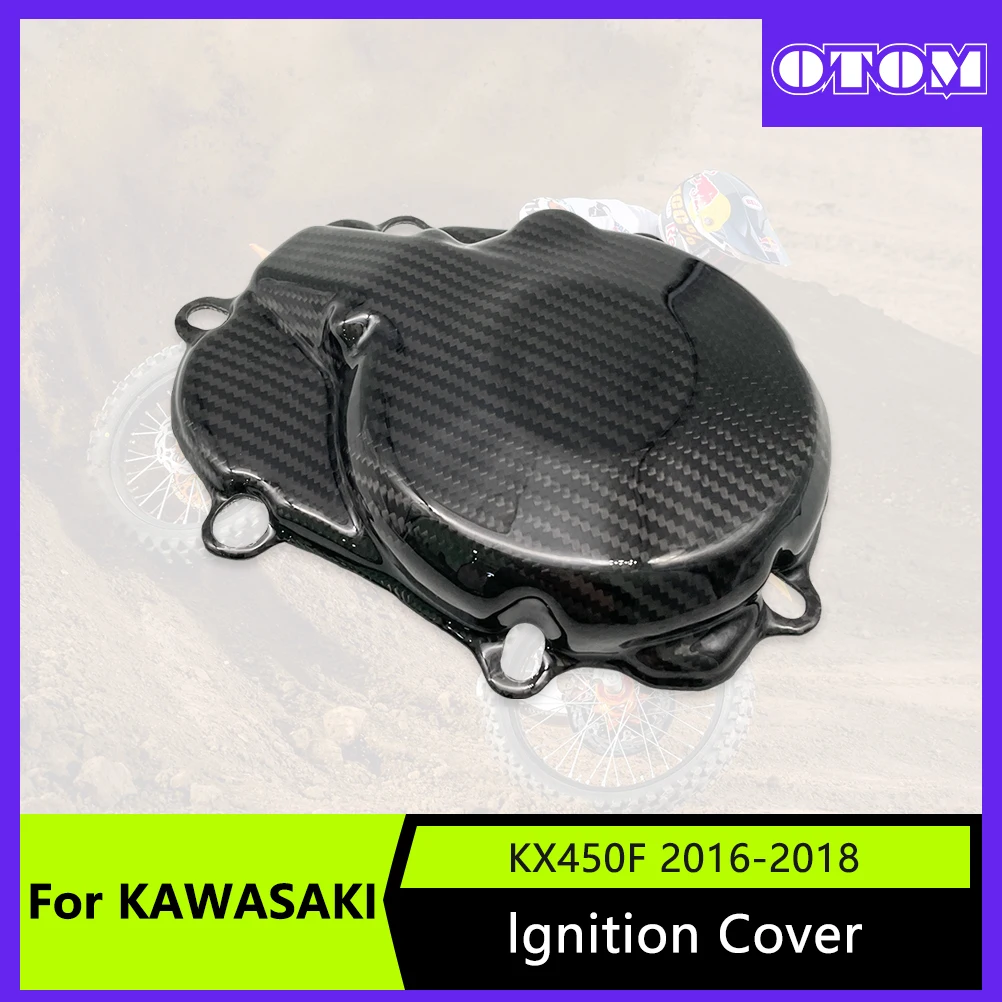 

OTOM Motorcycle Carbon Fiber Ignition Cover For KAWASAKI KX450F 2016-2018 Off-road Stator Cover Engine Guard