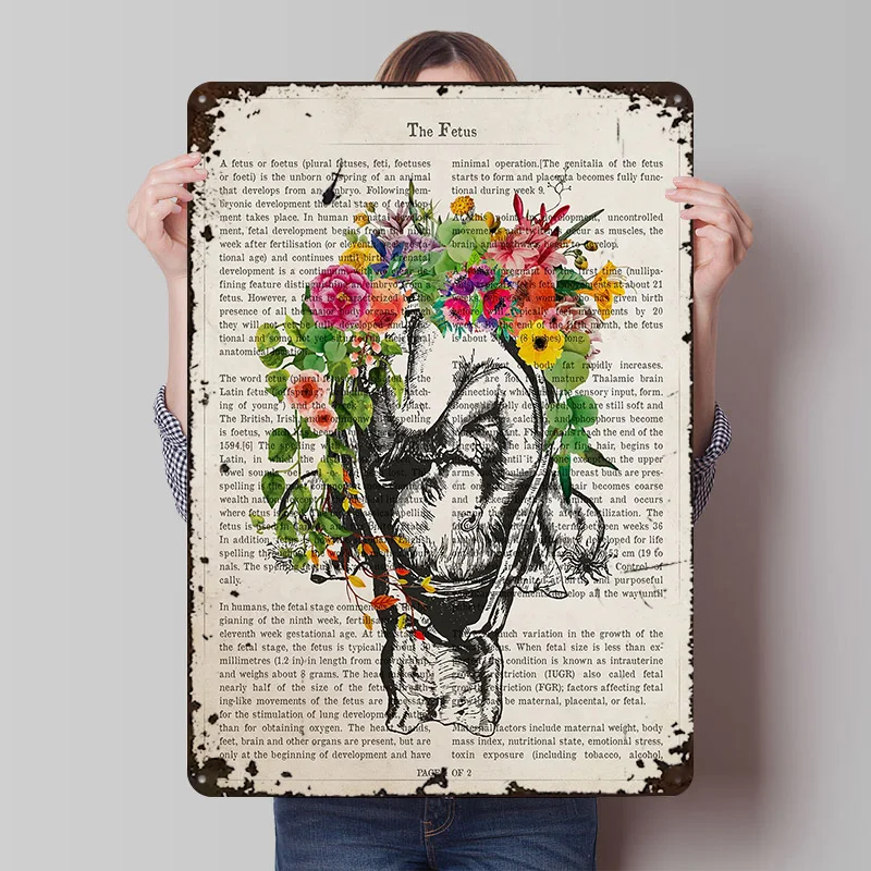 الجنين في رحم تشريح المعادن المشارك تين علامات جدار الفن الداخلي علامة معدنية مخصصة للديكور المنزل غرفة المعيشة الديكور في #1