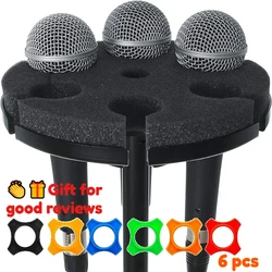 High Density foam handheld microphone stand holder metal 6 mic bar Stand 6 in 1 Foam Windscreen 마이크 스탠드 suporte microfone