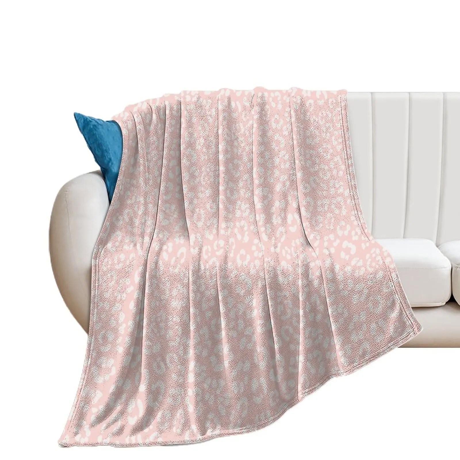 Leopard Print Pattern - Blush Pink and White - Pastel Throw Blanket Personalized Gift Thins Picnic Sofa Throw Blankets