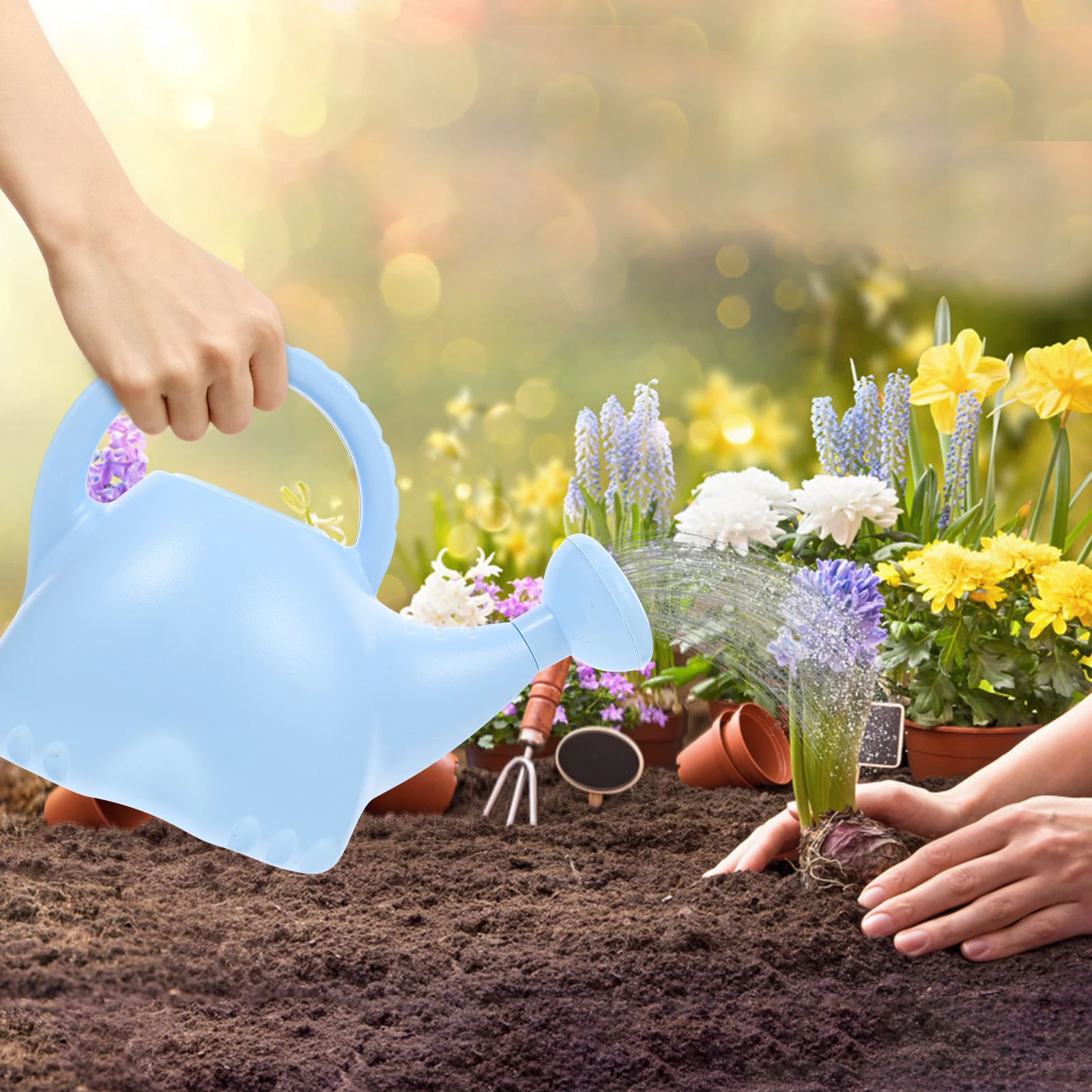 Regadera de elefante de plástico para niños, maceta de jardín de tamaño pequeño, Color, fácil almacenamiento, uso práctico y ligero