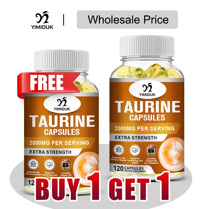Buy 1 Get 1 Free! Premium Taurine Supplement, for Focus & Exercise, Boosts Endurance, Reduces Fatigue & Cardiovascular Function