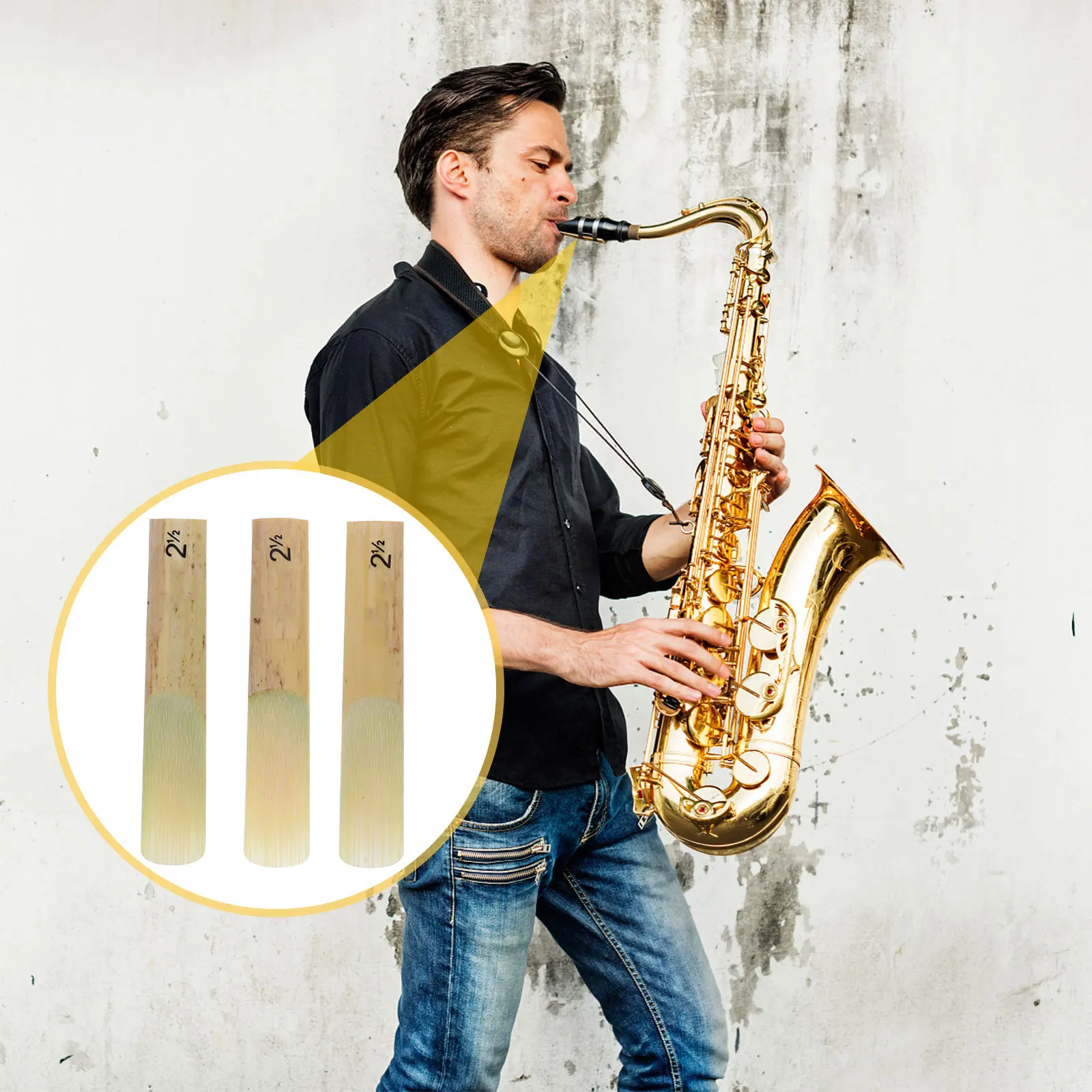 

10Pcs Beginner Friendly Natural Reed Saxophone Reeds Strength 2.5 Smooth Transition Excellent Sound Saxophone Reeds