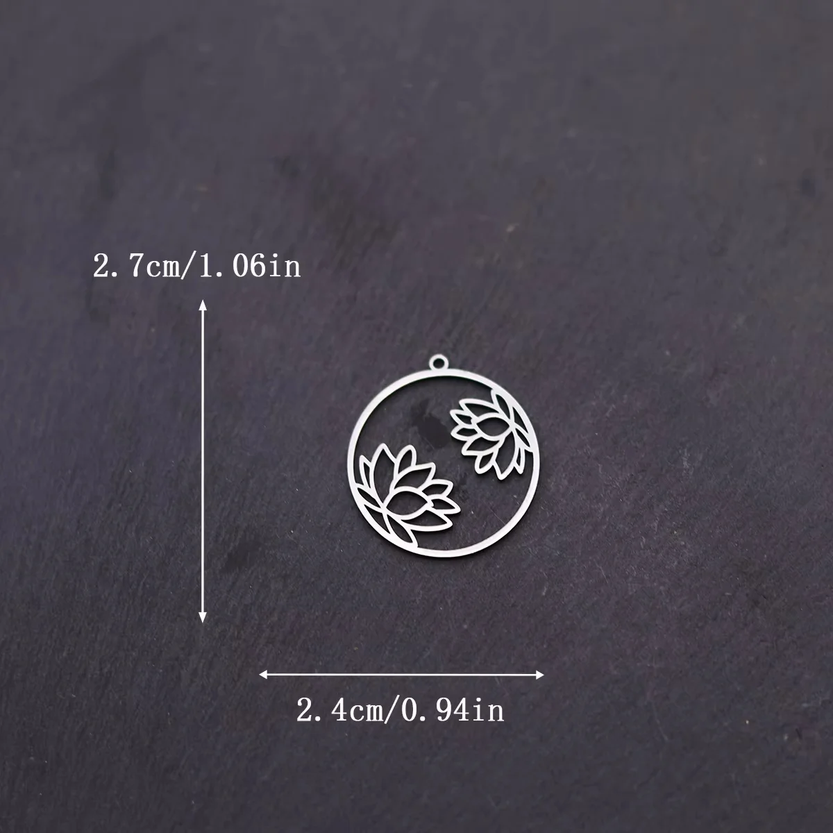 3pcs Round Frame Lotus Flower Charms Stainless Steel Floral Pendant for DIY Jewelry Making Necklace Earrings Craft Supplies
