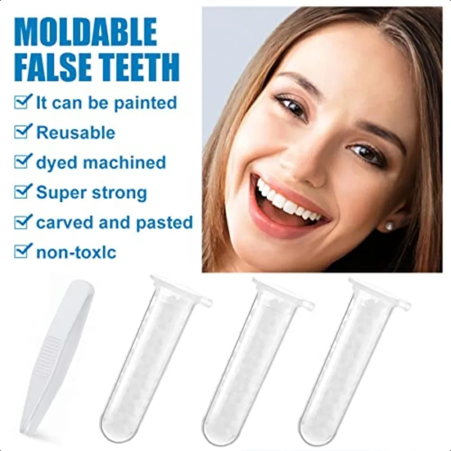 Tooth Repair Kit Fake Teeth Replacement Kit Moldable Thermal Fitting Beads for Filling Fix Missing and Broken Tooth or Adhesive