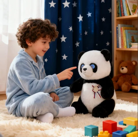 Guoguoyang G6-011 AI Panda Robot Plush Toy Smart Interactive Chat Early Education Stuffed Doll with Glowing Eyes view 2