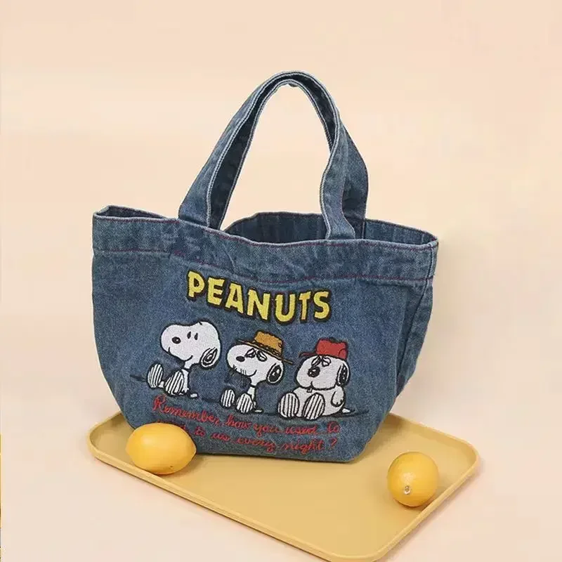 Kawaii Snoopy Handbags Fashion Women Portable Lightweight Zipper Bag Cute Cartoon Vintage Female Bento Bags Shopping Purse